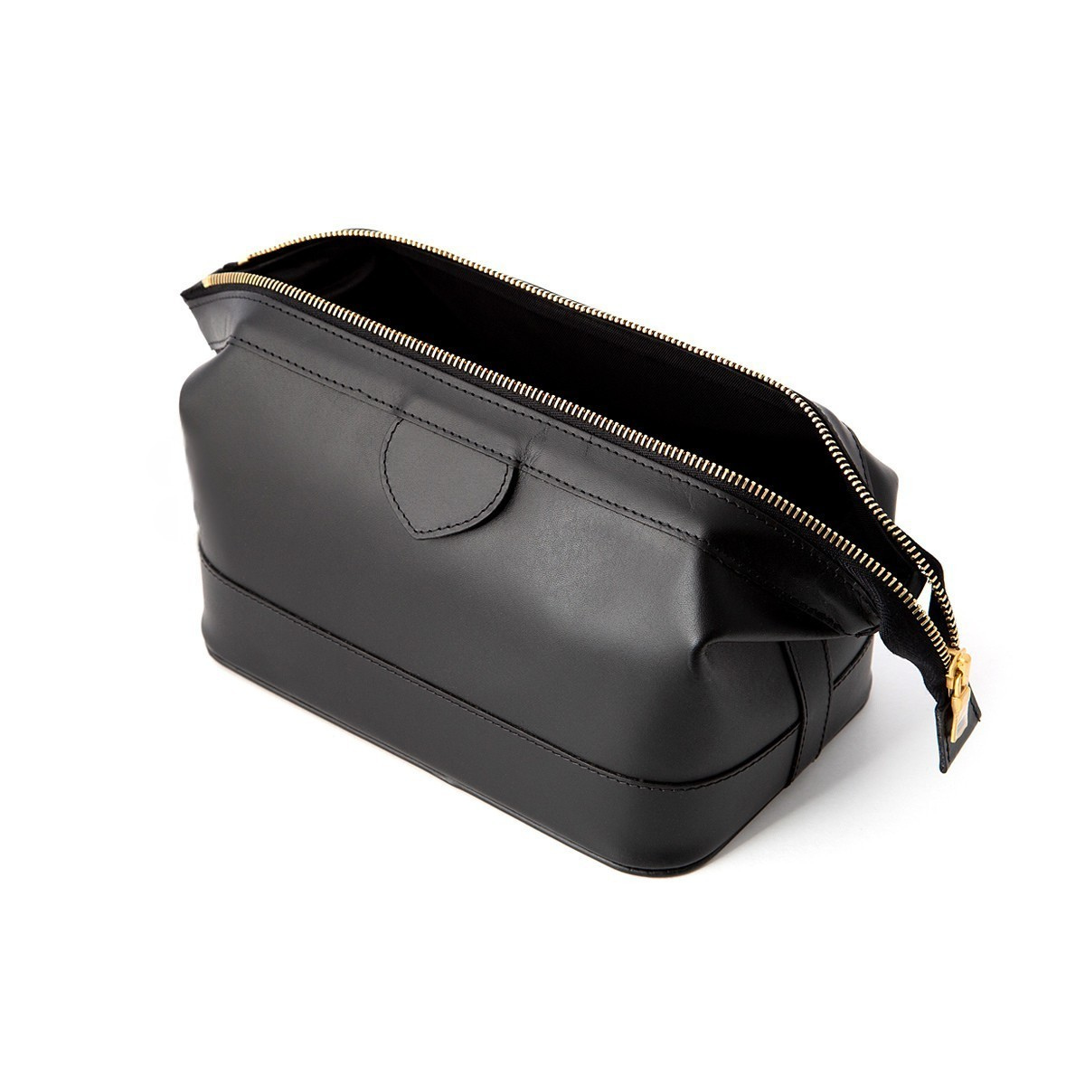 Medium Black Leather Wash Bag
