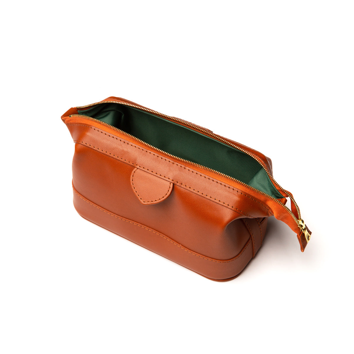 Small Tan Leather Wash Bag