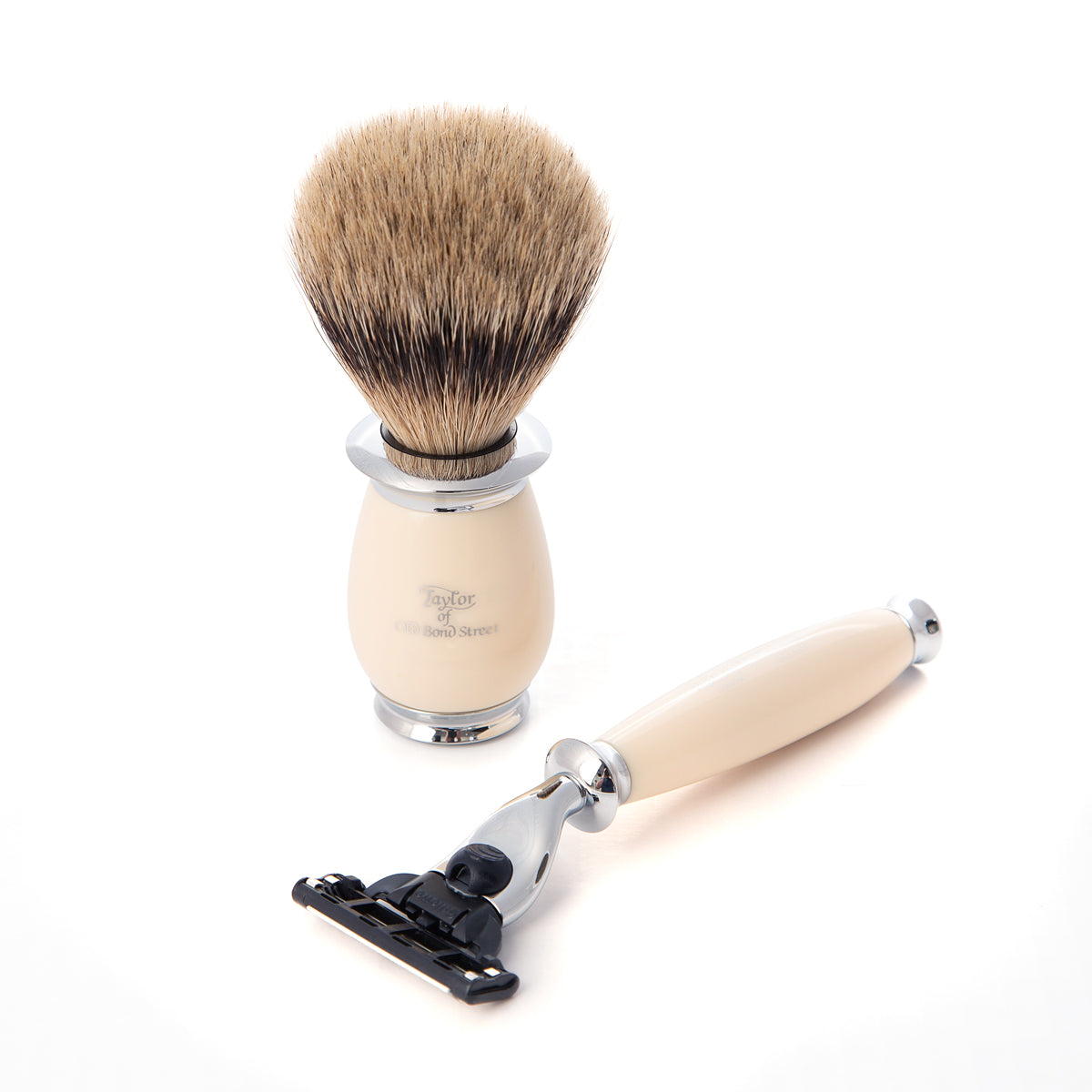 Super Badger Mach3 Shaving Set in Imitation Ivory
